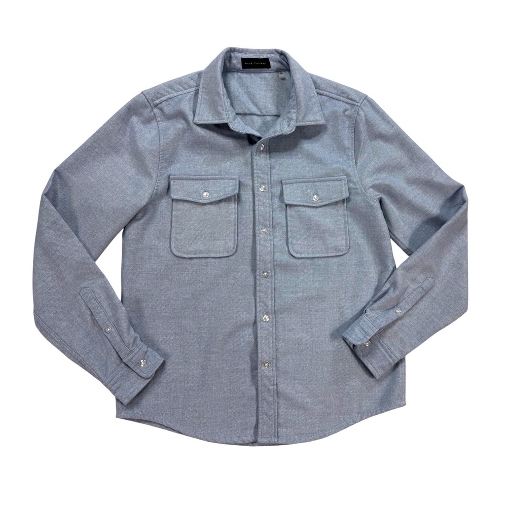 Elie Tahari Flannel Shirt Women SM Blue Excellent Long Sleeve soft Button Down